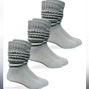 Sock Bundle 3/$25 NEW Gray Thick Slouch Cotton Knee High Scrunch Socks